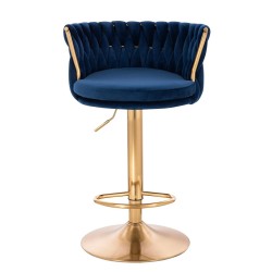 Fotel Hr450W Ciemne Morze Welur Złota Podstawa