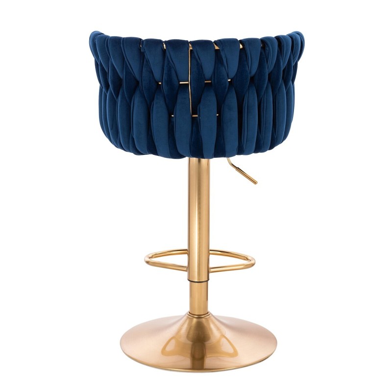 Fotel Hr450W Ciemne Morze Welur Złota Podstawa