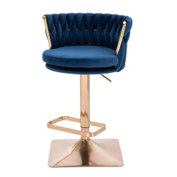 Fotel Hr450Kw Ciemne Morze Welur Złota Podstawa