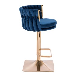 Fotel Hr450Kw Ciemne Morze Welur Złota Podstawa