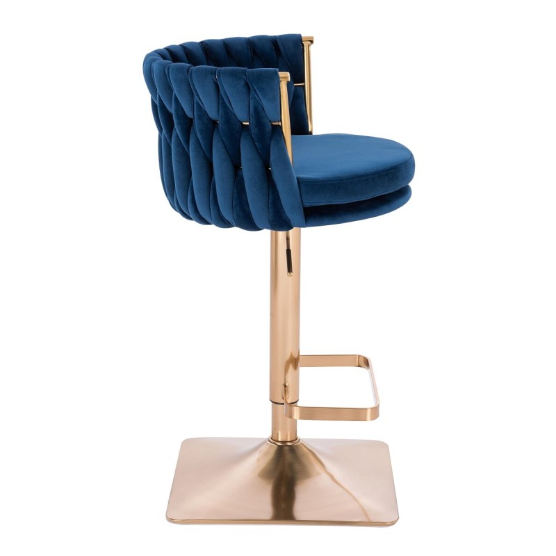 Fotel Hr450Kw Ciemne Morze Welur Złota Podstawa