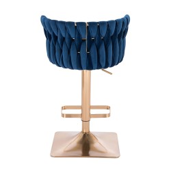 Fotel Hr450Kw Ciemne Morze Welur Złota Podstawa