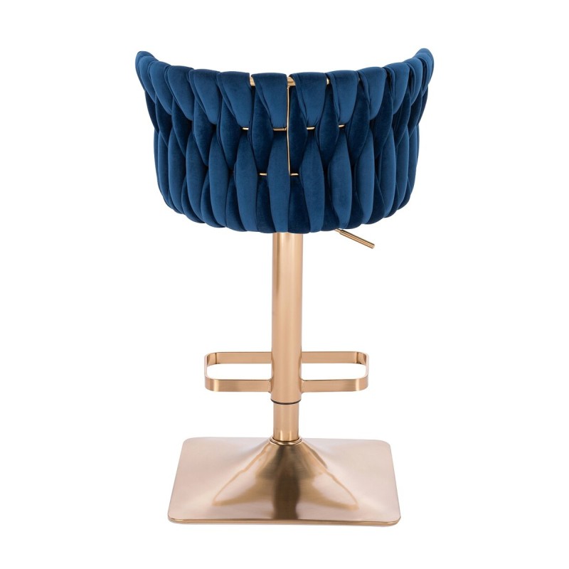 Fotel Hr450Kw Ciemne Morze Welur Złota Podstawa