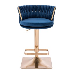 Fotel Hr450Kw Ciemne Morze Welur Złota Podstawa