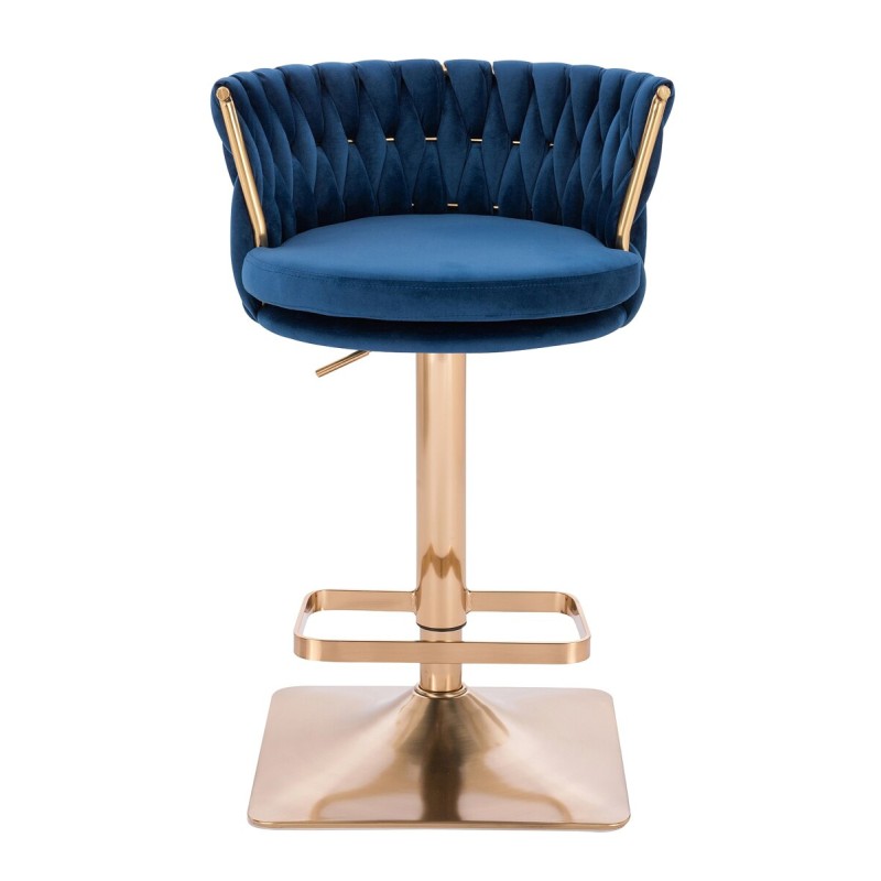 Fotel Hr450Kw Ciemne Morze Welur Złota Podstawa