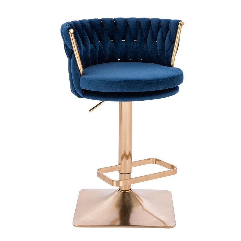 Fotel Hr450Kw Ciemne Morze Welur Złota Podstawa