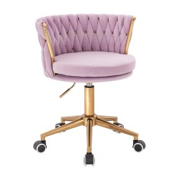 Fotel Hr450K Wrzosowy Welur Złota Podstawa