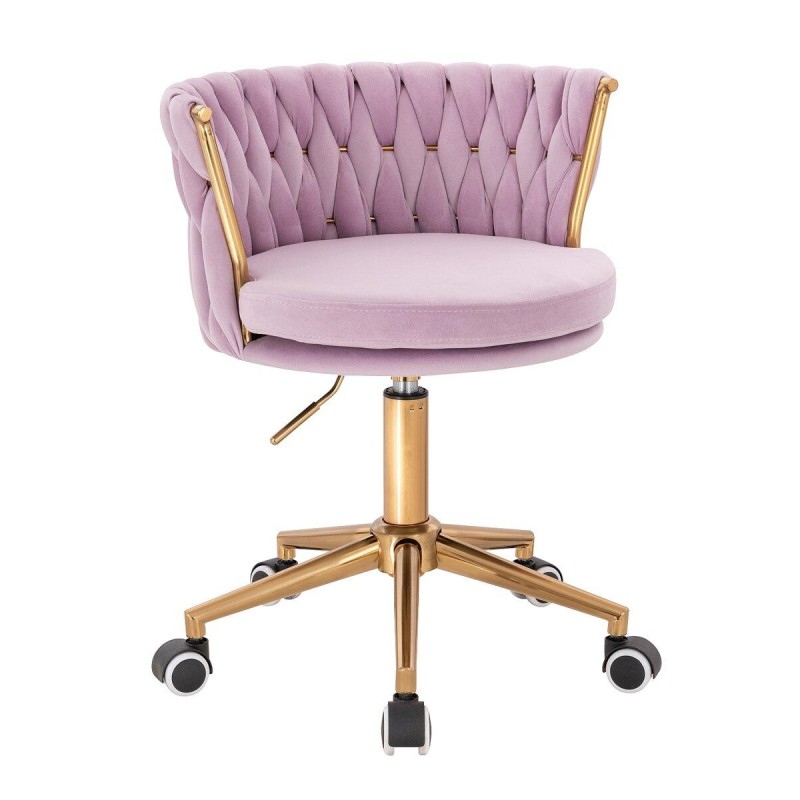 Fotel Hr450K Wrzosowy Welur Złota Podstawa