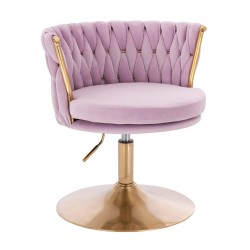 Fotel Hr450N Wrzosowy Welur Złota Podstawa