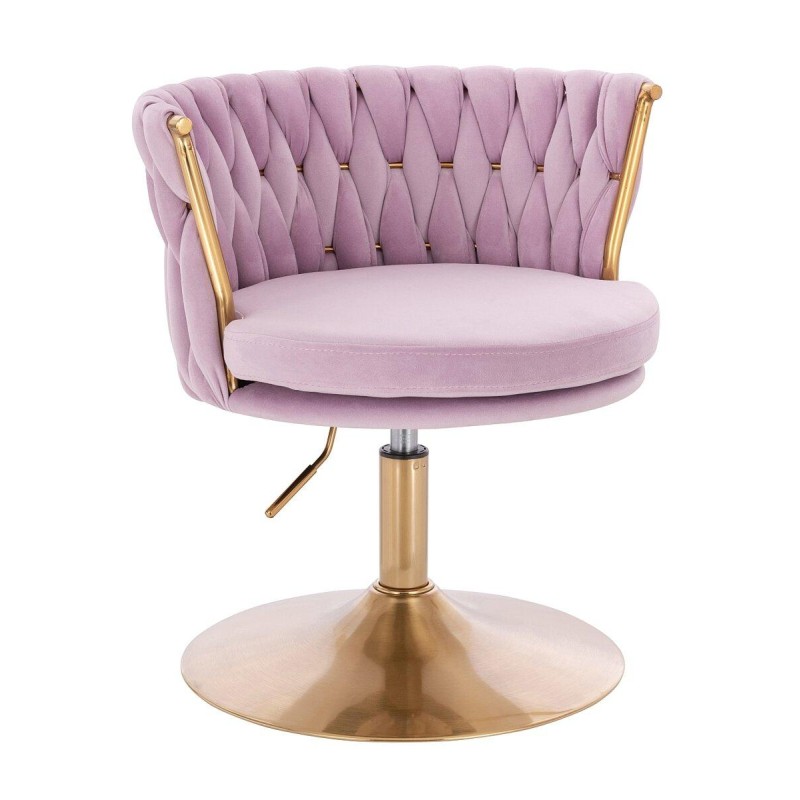 Fotel Hr450N Wrzosowy Welur Złota Podstawa