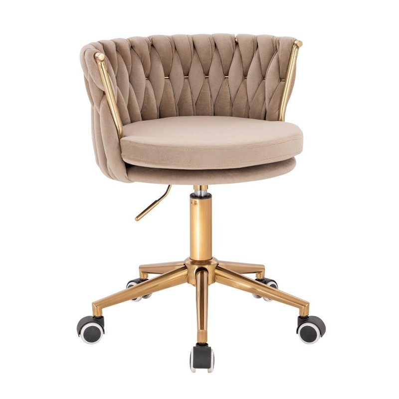 Fotel Hr450K Latte Welur Złota Podstawa