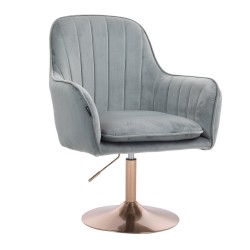 Fotel Hr2022N Stalowy Welur Złota Podstawa