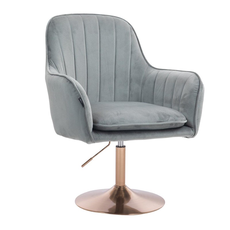 Fotel Hr2022N Stalowy Welur Złota Podstawa