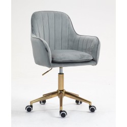 Fotel Hr2022K Stalowy Welur Złota Podstawa