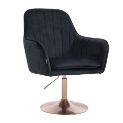 Fotel Hr2022N Czarny Welur Złota Podstawa