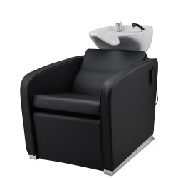 Black shampoo chair with footrest