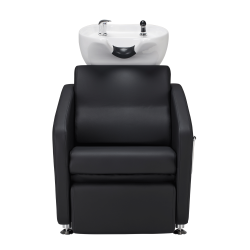 Czarna myjnia fryzjerska z podnóżkiem