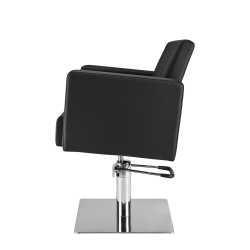 Czarny fotel fryzjerski kwadratowa podstawa