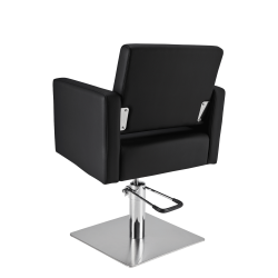 Czarny fotel fryzjerski kwadratowa podstawa