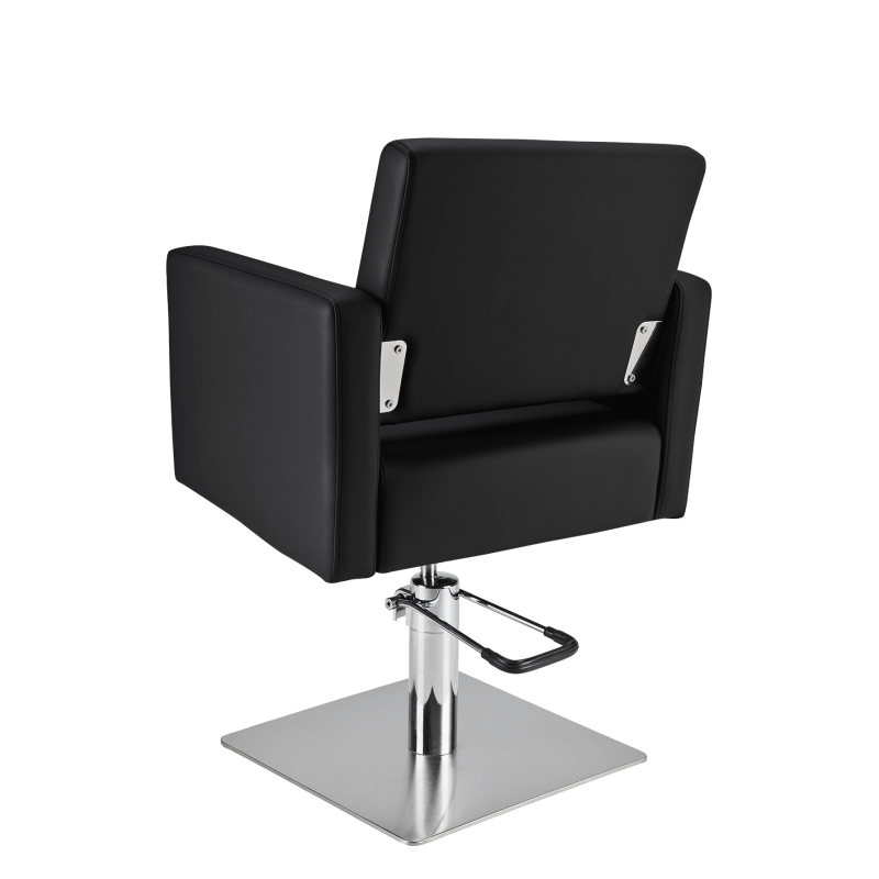 Czarny fotel fryzjerski kwadratowa podstawa