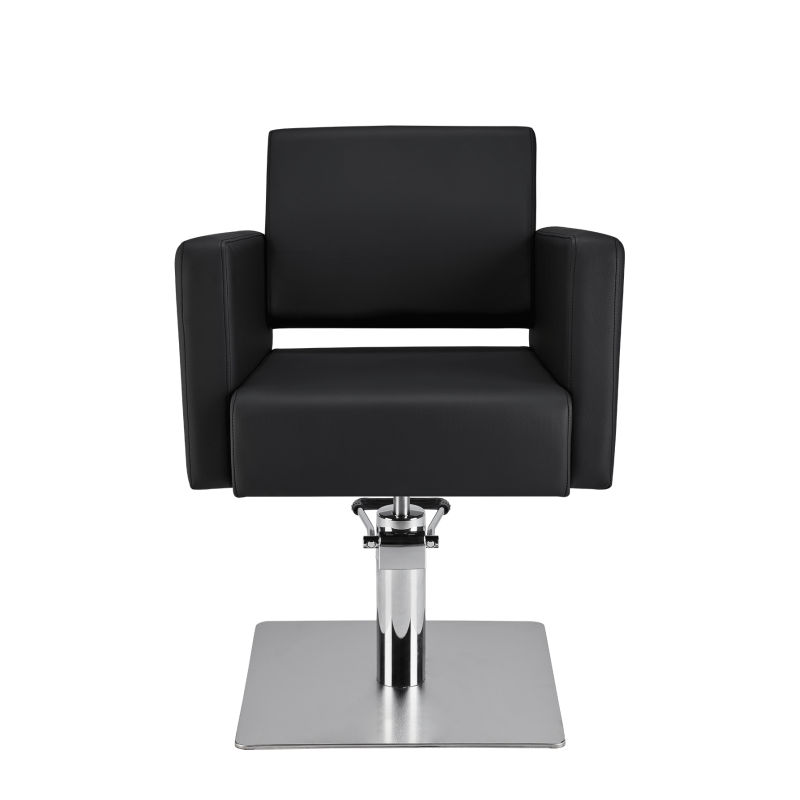 Czarny fotel fryzjerski kwadratowa podstawa