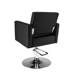 Czarny fotel fryzjerski dyskowa podstawa