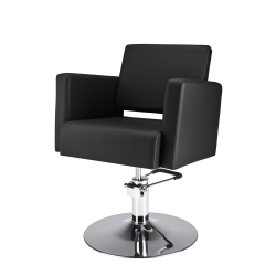 Black salon chair, disc base