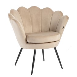 Fotel welur latte czarne nogi