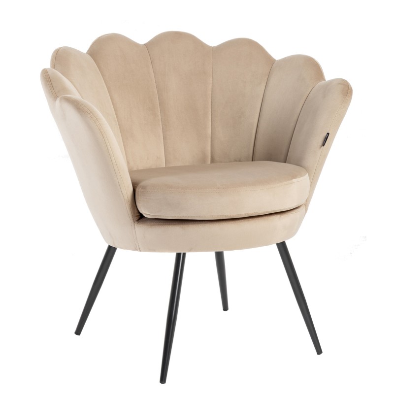 Fotel welur latte czarne nogi