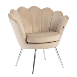 Latte velvet shell chair chrome
