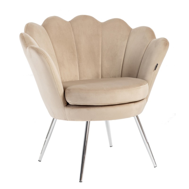 Latte velvet shell chair chrome