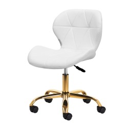 Biały taboret kosmetyczny ze złotem