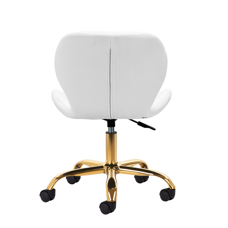 White cosmetic stool gold base