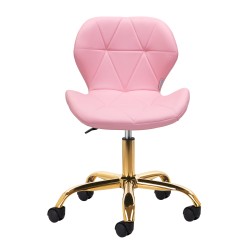 Pink cosmetic stool with casters