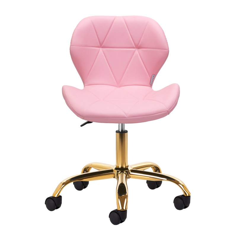 Pink cosmetic stool with casters