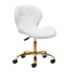 White cosmetic stool gold base