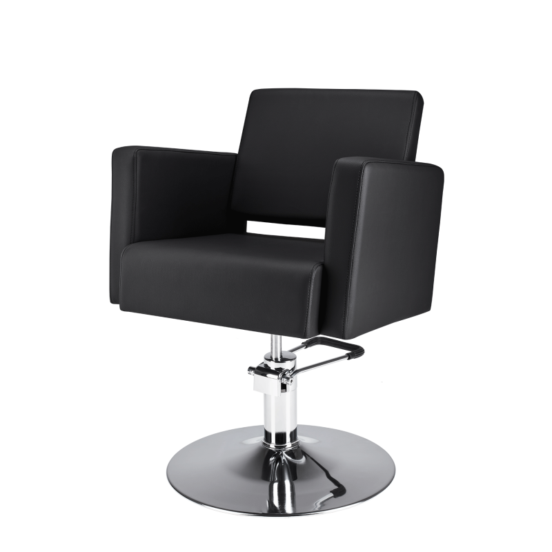 Czarny fotel fryzjerski na dysku