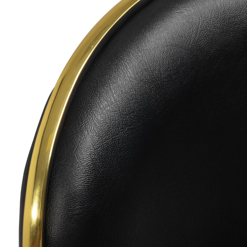 Gold base black cushioned stool