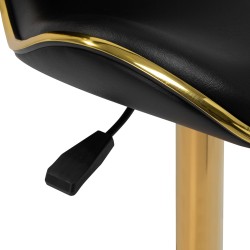 Black cushioned stool gold base