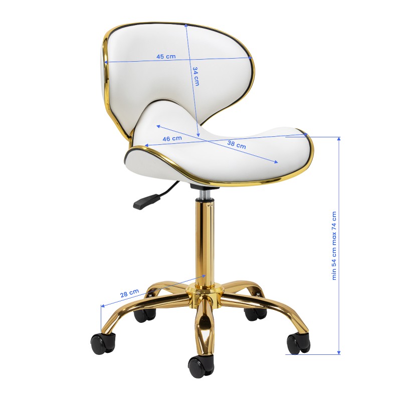 White cushioned stool gold legs