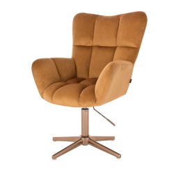 Fotel Hr650Cross Miodowy Welur Złota Podstawa