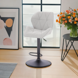 Hoker CRONO W Szary Baranek Czarna Podstawa -Hokery barowe- 