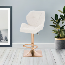 Hoker CRONO Kw Kremowy Baranek Złota Podstawa -Hokery barowe- 