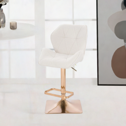 Hoker CRONO Kw Kremowy Baranek Złota Podstawa -Hokery barowe- 