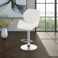 Hoker CRONO W Kremowy Baranek Chromowana Podstawa -Hokery barowe- 