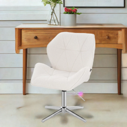 Krzesło kosmetyczne CRONO Cross Kremowy Baranek Chromowana Podstawa -Krzesła kosmetyczne- 