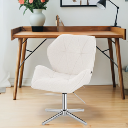 Krzesło kosmetyczne CRONO Cross Kremowy Baranek Chromowana Podstawa -Krzesła kosmetyczne- 