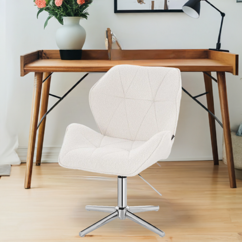 Krzesło kosmetyczne CRONO Cross Kremowy Baranek Chromowana Podstawa -Krzesła kosmetyczne- 