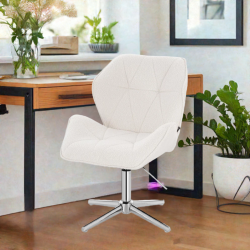 Krzesło kosmetyczne CRONO Cross Kremowy Baranek Chromowana Podstawa -Krzesła kosmetyczne- 