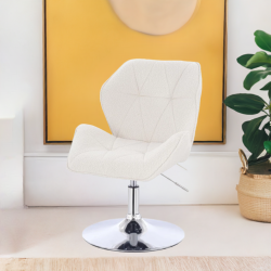 Krzesło kosmetyczne CRONO N Kremowy Baranek Chromowana Podstawa -Krzesła kosmetyczne- 